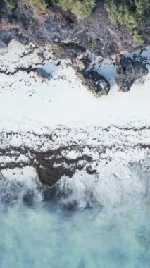 Tanzanya - okyanusun Zanzibar kıyısındaki dikey videosu, yavaş çekim