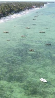 Tanzanya - okyanusun Zanzibar kıyısındaki dikey videosu, yavaş çekim