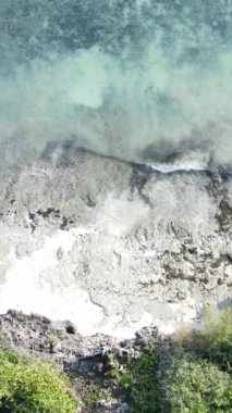 Tanzanya - okyanusun Zanzibar kıyısındaki dikey videosu, yavaş çekim