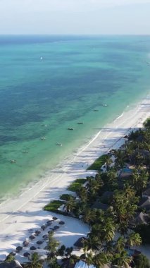 Tanzanya 'nın Zanzibar adasındaki kumsalın dikey videosu.