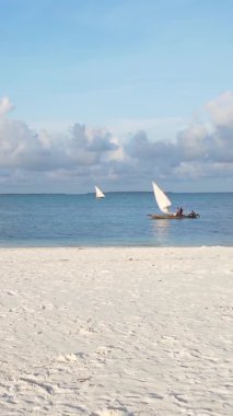 Tanzanya 'nın Zanzibar adasındaki kumsalın dikey videosu.
