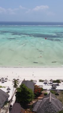 Tanzanya 'nın Zanzibar adasındaki kumsalın dikey videosu.