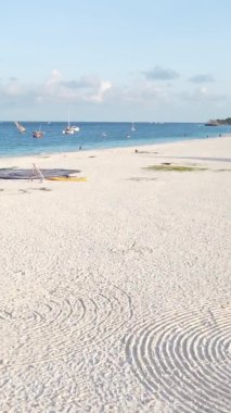 Tanzanya 'nın Zanzibar adasındaki kumsalın dikey videosu.