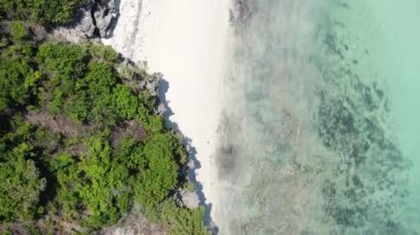 Zanzibar, Tanzanya kıyısı yakınlarındaki okyanusta dikey video tekneleri.
