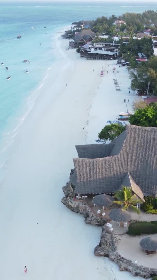 Vidéo verticale de la plage sur l'île de Zanzibar, Tanzanie, vue aérienne — Video