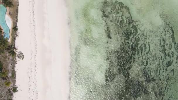 Вертикальное видео пляжа на острове Занзибар, Танзания, вид с воздуха — стоковое видео