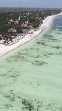 Zanzibar, Tanzanya kıyısı yakınlarındaki okyanusta dikey video tekneleri.