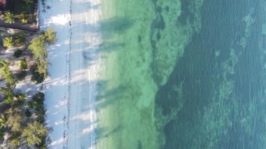 Zanzibar, Tanzanya kıyısı yakınlarındaki okyanusta dikey video tekneleri.