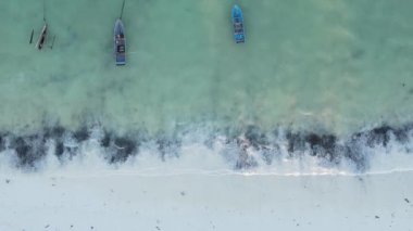 Tanzanya 'daki Zanzibar adasında boş bir kumsal, hava manzaralı.