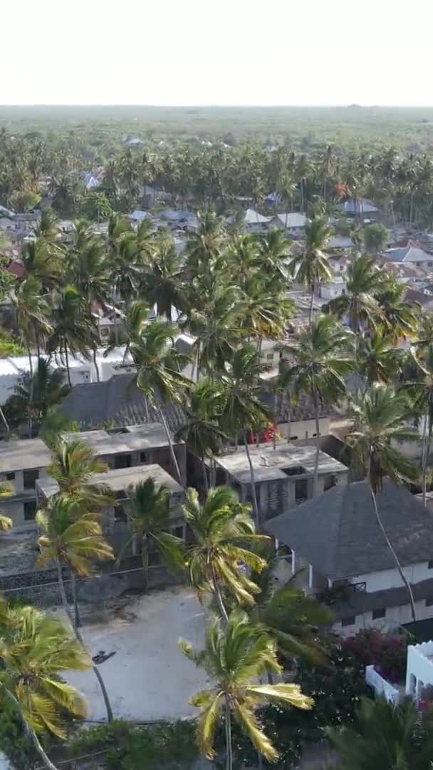 Tanzânia - vista aérea de casas perto da costa de Zanzibar, vídeo vertical — Vídeo de Stock