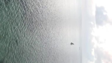 Zanzibar, Tanzanya kıyısı yakınlarındaki okyanusta dikey video tekneleri.