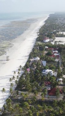Tanzanya 'nın Zanzibar kıyısındaki okyanusta alçak gelgitin dikey videosu.