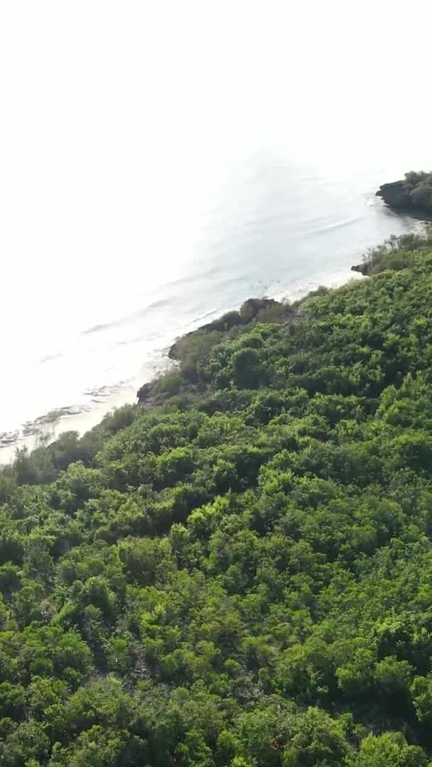 Vertikal video av havet nära kusten i Zanzibar, Tanzania, antenn vy — Stockvideo