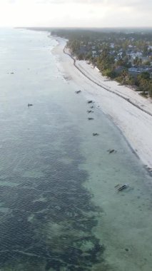 Tanzanya 'nın Zanzibar kıyısındaki okyanusun dikey videosu.