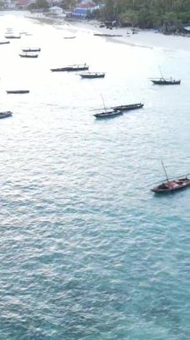 Tanzanya 'nın Zanzibar kıyısındaki okyanusun dikey videosu.