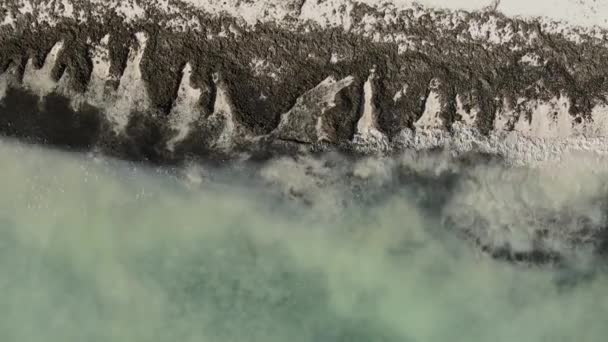 Vertical video of the ocean near the coast of Zanzibar, Tanzania, aerial view — Stock Video