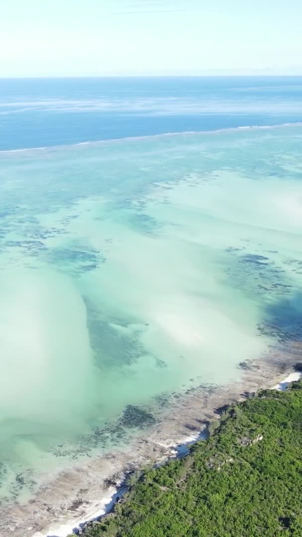 Vídeo vertical do oceano perto da costa de Zanzibar, Tanzânia, vista aérea — Vídeo de Stock