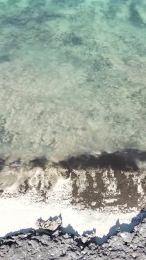 Tanzanya 'nın Zanzibar kıyısındaki okyanusun dikey videosu.