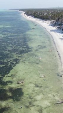 Tanzanya 'nın Zanzibar kıyısındaki okyanusun dikey videosu.