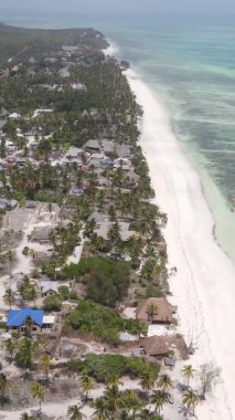 Tanzanya 'nın Zanzibar kıyısındaki okyanusun dikey videosu.