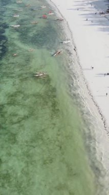 Tanzanya 'nın Zanzibar kıyısındaki okyanusun dikey videosu.