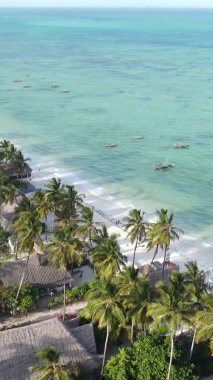 Tanzanya 'nın Zanzibar kıyısındaki okyanusun dikey videosu.