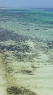 Tanzanya 'nın Zanzibar kıyısındaki okyanusun dikey videosu.