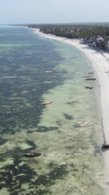 Tanzanya 'nın Zanzibar kıyısındaki okyanusun dikey videosu.