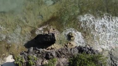 Tanzanya 'nın Zanzibar kıyısındaki okyanusun dikey videosu.