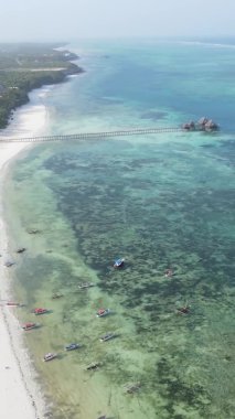 Tanzanya 'nın Zanzibar kıyısındaki okyanusun dikey videosu.