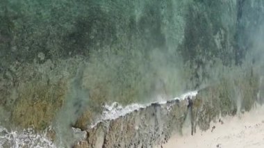 Tanzanya 'nın Zanzibar kıyısındaki okyanusun dikey videosu.