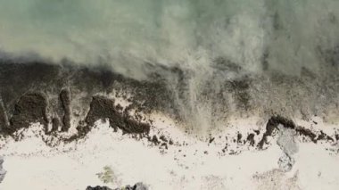 Tanzanya 'nın Zanzibar kıyısındaki okyanusun dikey videosu.