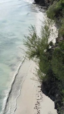 Tanzanya 'nın Zanzibar kıyısındaki okyanusun dikey videosu.