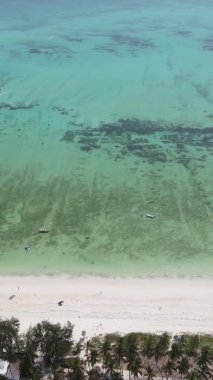 Tanzanya 'nın Zanzibar kıyısındaki okyanusun dikey videosu.