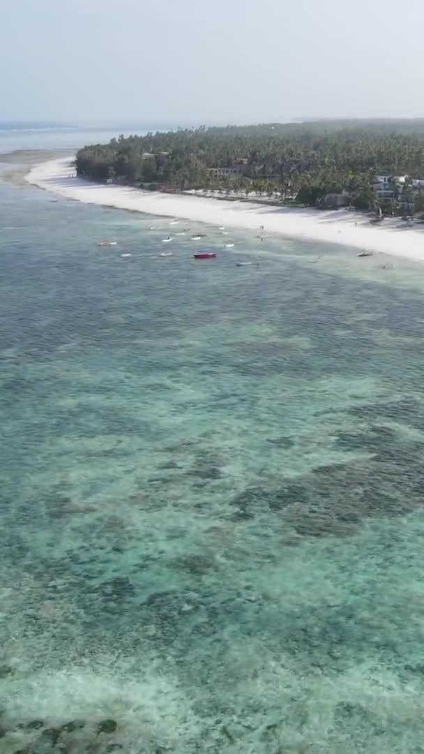 Video verticale dell'oceano vicino alla costa di Zanzibar, Tanzania, vista aerea — Video Stock