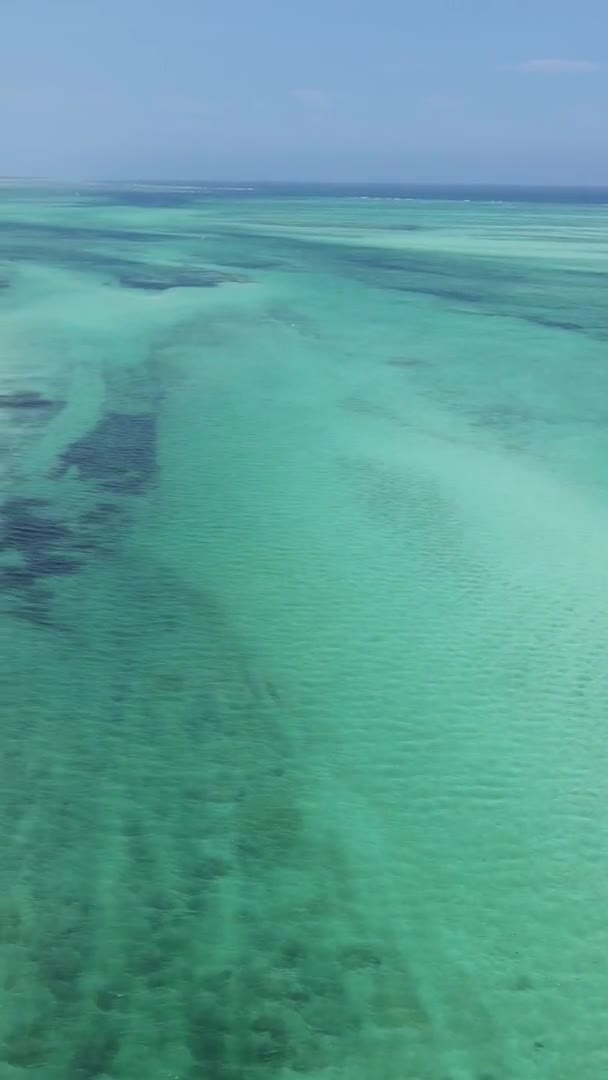 Vertikální video oceánu u pobřeží Zanzibaru, Tanzanie, letecký pohled — Stock video