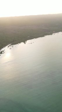 Tanzanya 'nın Zanzibar kıyısındaki okyanusun dikey videosu.