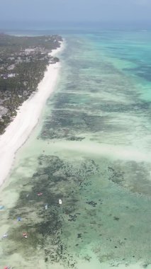 Tanzanya 'nın Zanzibar adasının dikey videosu, yavaş çekim