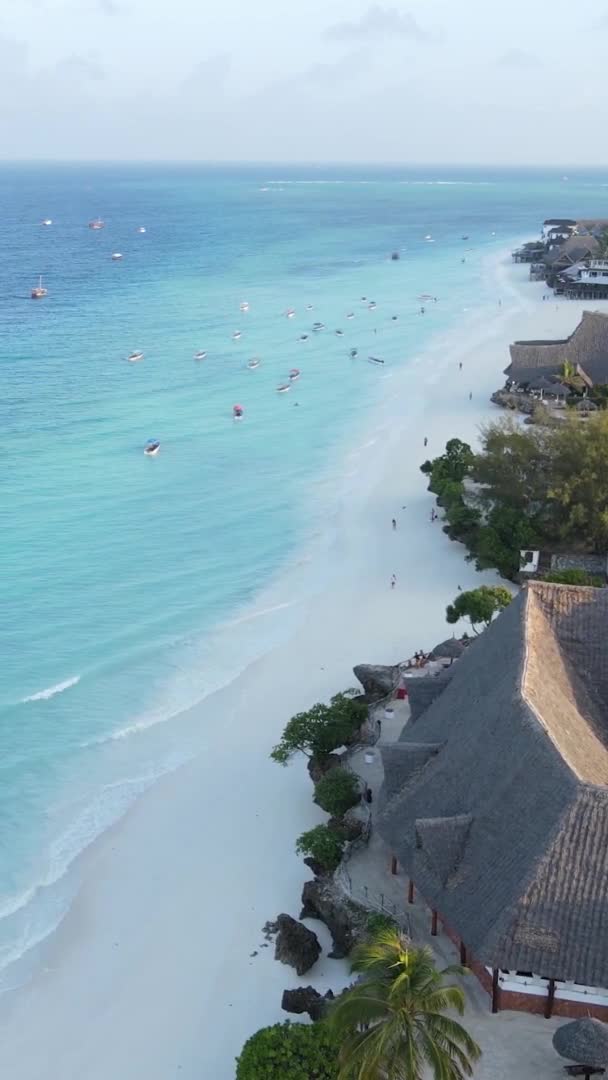 Vertikální video pobřeží ostrova Zanzibar, Tanzanie, zpomalení — Stock video