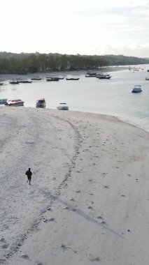 Tanzanya 'nın Zanzibar adasının dikey videosu, yavaş çekim