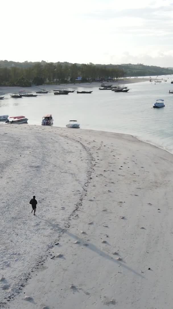 Függőleges videó Zanzibár szigetének partjairól, Tanzánia, lassított felvétel — Stock videók