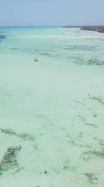 Zanzibar, Tanzanya - kıyıya yakın okyanusun dikey videosu, yavaş çekim
