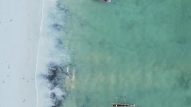 Zanzibar, Tanzanya - kıyıya yakın okyanusun dikey videosu, yavaş çekim