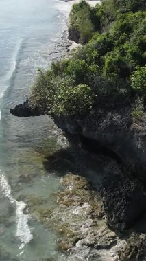 Zanzibar, Tanzania - vertical video of the ocean near the coast, slow motion