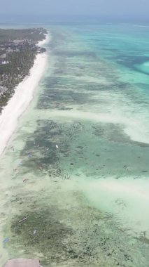Zanzibar, Tanzanya - kıyıya yakın okyanusun dikey videosu, yavaş çekim