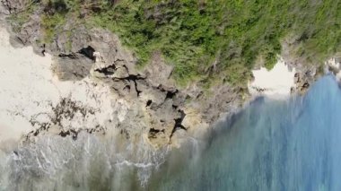 Zanzibar, Tanzanya - kıyıya yakın okyanusun dikey videosu, yavaş çekim