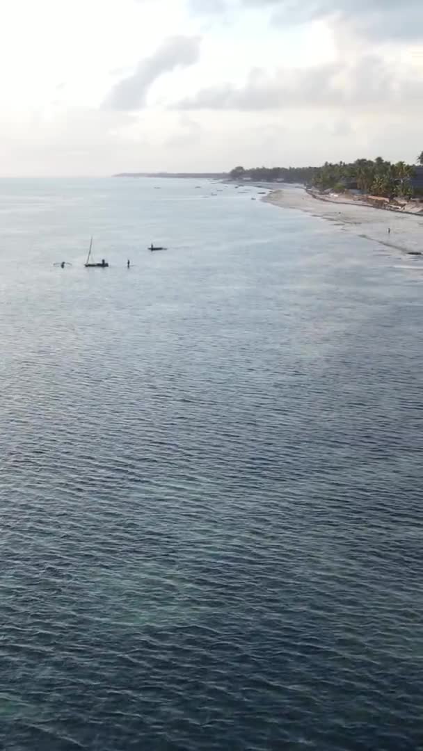 Zanzibar Tanzania Verticale Video Van Oceaan Bij Kust Slow Motion — Stockvideo