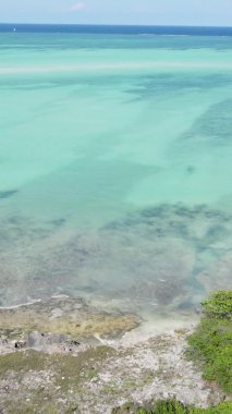 Zanzibar, Tanzanya - kıyıya yakın okyanusun dikey videosu, yavaş çekim