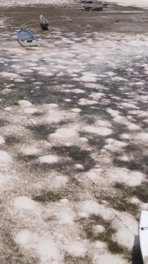 Zanzibar, Tanzanya - kıyıya yakın okyanusta alçak gelgitin dikey videosu, yavaş çekim
