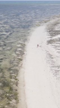 Zanzibar, Tanzanya - kıyı manzarasının dikey videosu, yavaş çekim